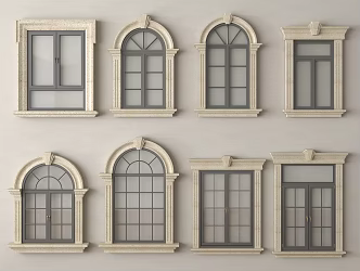 European-style window combination sliding window casement window curved window floor-to-ceiling window 3d model