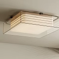 Square Ceiling Light With Transparent Frame And Horizontal Stripes For Modern Interior