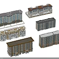 Various Modern Residential Buildings with Different Architectural Designs in 3d model