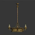 Elegant Golden Chandelier With Multiple Candle Shaped Arms And Ornate Base Design