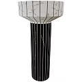 Elegant Modern Floor Lamp With Marble Texture Shade And Black Radiating Lines Base 3d model