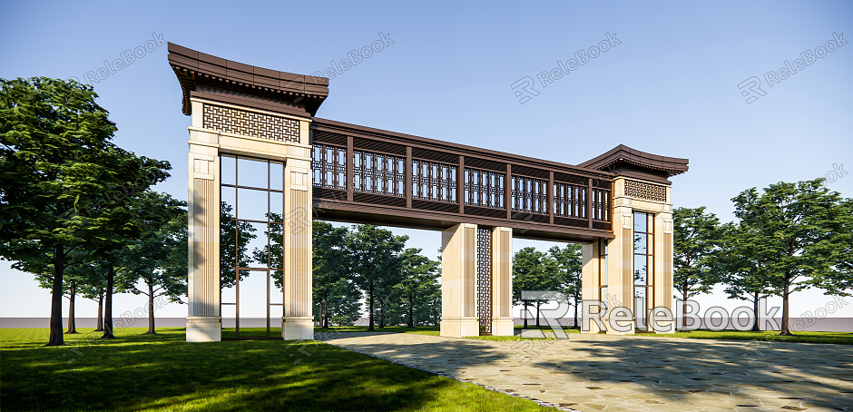 New Chinese Gate Entrance Gate model