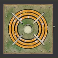 Mechanical Experiment Equipment With Square Base Green Surface Circular Tracks Central Container And Metal Pillars