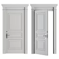 Modern White Interior Swing Door With Simple Design Frame Handle And Lock 3d model