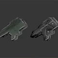 Futuristic Metallic Weapons With Sleek Design And Detailed Modern Structure