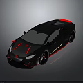 Black Supercar With Red Accents And Carbon Fiber Modern Aerodynamic Design
