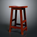 Red Wooden Bar Stool With Classic Design Simple Structure And Sturdy Legs