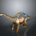 Colorful Sauropod Dinosaur Model With Long Neck And Detailed Skin Texture