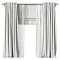 Modern Double Layer Gray And White Curtains With Elegant Drape Design 3d model