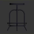 Modern Bar Stool With Orange Wooden Seat And Dark Metal Curved Frame Round Base