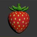 Fresh Red Strawberry With Yellow Seeds And Vibrant Green Leafy Top