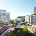 Aerial Planning of Modern Urban Landscape With Green Spaces and Interconnected Walkways