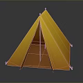 Yellow Conical Tent Furniture With Sturdy Structure Support Poles And Metal Fixtures