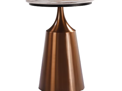 Copper Conical Base Coffee Table With Round Marble Top Surface 3d model