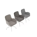 Gray Fabric Office Chair With Modern Ergonomic Design And Swivel Base Wheels