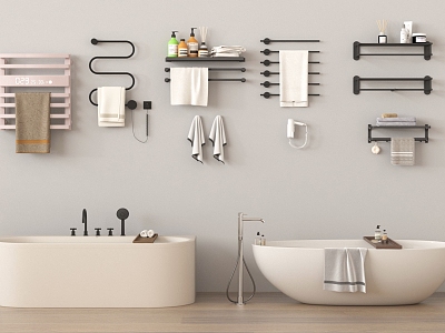 Bath Towel Rack Toiletries 3d model