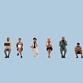 Diverse Group of People in Various Poses and Different Outfits