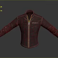 Genuine Brown Leather Jacket With Zipper Closure Stand Collar And Stitched Details