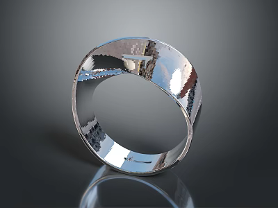 Sleek Silver Wide Band Ring With High Gloss Finish And Modern Design 3d model