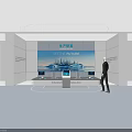 Modern Technology Exhibition Hall Showcasing Future Tech Production R&D Display With Large Screen 3d model