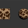 Textured Cube And Sphere With Brown Spots On Light Brown Surface