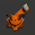 3D Rendered Cartoon Fox Standing With Crossed Arms White Belly And Bushy Tail