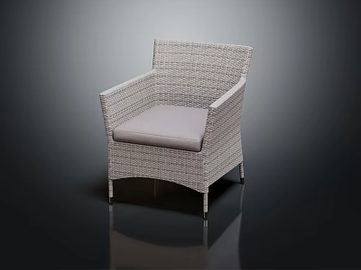 Rattan Single Sofa with Armrests Cushioned Seat and Modern Minimalist Design for Living Room 3d model