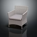 Rattan Single Sofa with Armrests Cushioned Seat and Modern Minimalist Design for Living Room