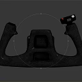 Black Mechanical Handle With Textured Grip Red Button And Control Knob For Industrial Control Systems