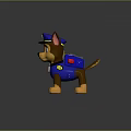 Cartoon Police Dog Character In Blue Uniform With Police Hat And Red Equipment