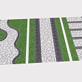 Garden Path Paving with Cracked Texture Curved Straight Stepped Designs Dark Borders and Green Lawn