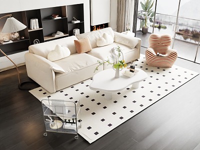 Modern sofa coffee table combination model