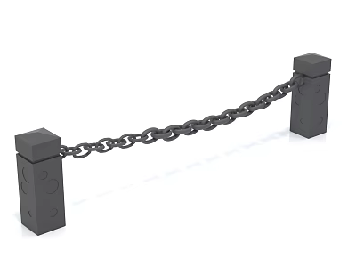 Sturdy Metal Railing Featuring Square Support Posts And Linked Chain Design 3d model