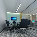 Modern Open Concept Public Office Space With Desks Computers And Marble Flooring 3d model