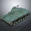 Green Military Tank 3D Render Model With Turret Tracks And Cannon