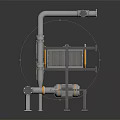 Industrial Pipeline Equipment With Metal Frame Pipes And Cooling Fans System