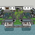 Traditional Courtyard Garden Design With Central Trees Ponds And Symmetrical Layout