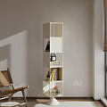 White Multi Tiered Storage Shelf Unit In Modern Living Room With Books And Decor Items