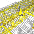 Industrial Equipment Featuring Yellow Metal Framework Grid Platform Mechanical Wheels And Gears