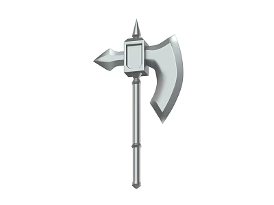 Medieval Metal Battle Axe With Spike And Long Handle Design 3d model