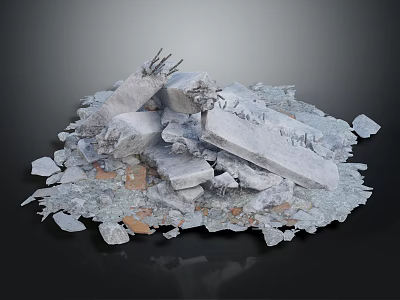 Demolished Construction Rubble With Broken Concrete Blocks Bricks And Crushed Stones 3d model