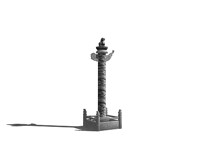 Traditional Carved Stone Pillar With Decorative Top And Intricate Base Design 3d model