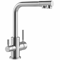 Modern Stainless Steel Kitchen Faucet With Dual Handles And High Arc Spout
