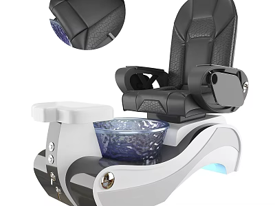 Black Leather Recliner Chair With Footrest Blue Bowl Control Buttons And Blue Light 3d model