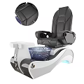 Black Leather Recliner Chair With Footrest Blue Bowl Control Buttons And Blue Light