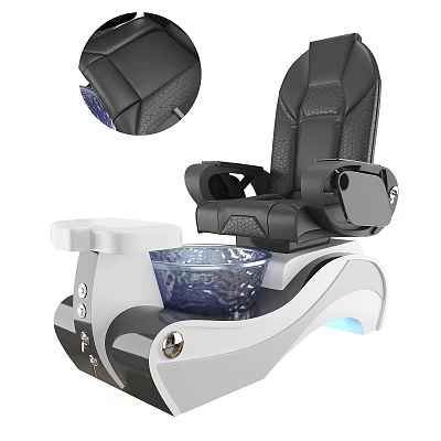 Black Leather Recliner Chair With Footrest Blue Bowl Control Buttons And Blue Light 3d model