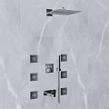 Modern Sleek Rainfall Shower System With Handheld Sprayer And Thermostatic Control Panel 3d model