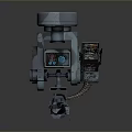 Mechanical Military Weapon Featuring Barrel Ammunition Chain Top Turret And Control Panel With Red Green Lights