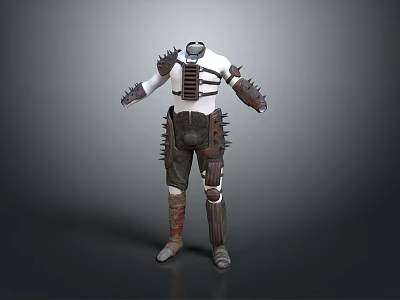 Spiked Mechanical Armor With Leather Details For 3D Character Model Design 3d model