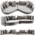 Modern L Shaped Sectional Sofa With Gray Upholstery And Decorative Pillows 3d model